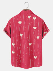 Fydude Men'S Valentine'S Day Heart Love Print Short Sleeve Shirt