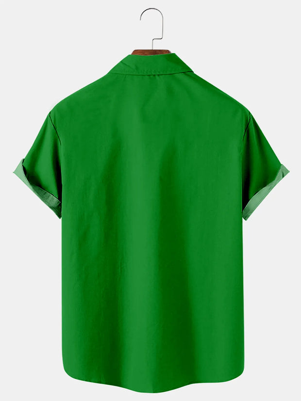 Fydude Men'S St. Patrick'S Day Good Luck Print Short Sleeve Shirt