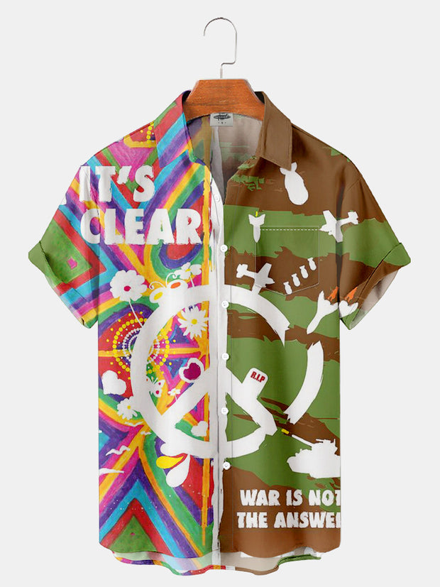 Fydude Men'S Peace Anti-War WAR IS NOT THE ANSWER Printed Shirt