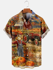 Fydude Men's Pumpkin Halloween Thanksgiving Print Shirt