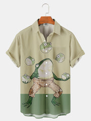 Fydude Men'S Frog Acrobatics Printed Shirt