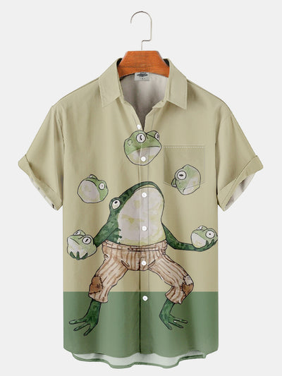Fydude Men'S Frog Acrobatics Printed Shirt