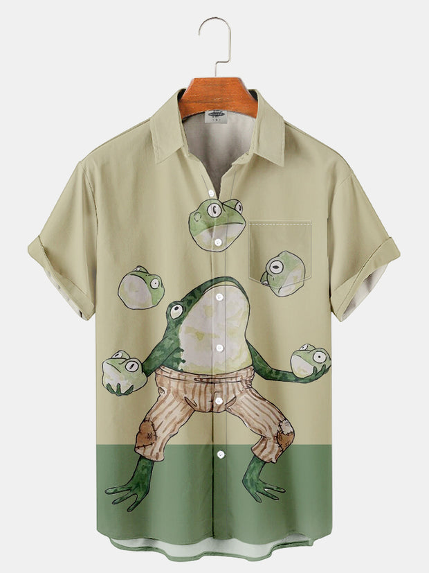 Fydude Men'S Frog Acrobatics Printed Shirt