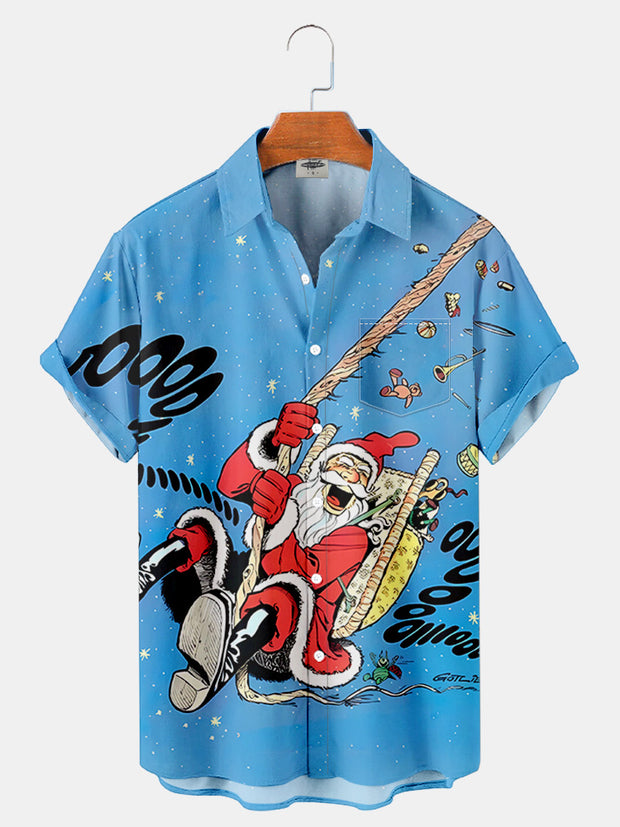 Fydude Men'S Christmas Santa Claus Printed Shirt