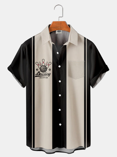 Fydude Men'S Bowling Printed Shirt