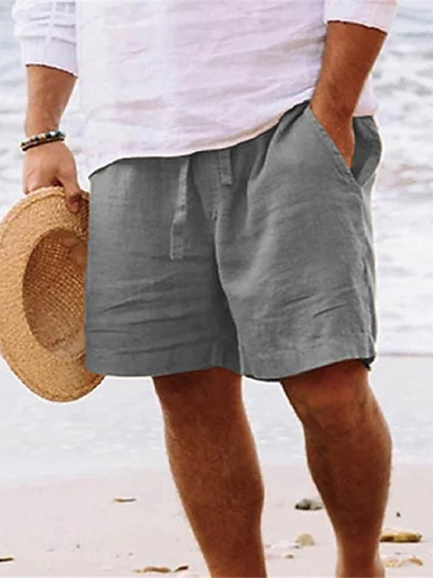Fydude Men'S Cotton And Linen Drawstring Comfortable And Breathable Shorts