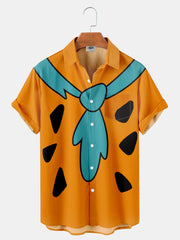 Fydude Men'S Flintstones Casual Fun Cartoon Printed Shirt