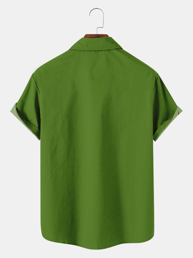 Fydude Men'S St. Patrick'S Day Pin Up Girl Print Short Sleeve Shirt