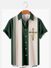 Fydude Men'S Easter Cross Printed Shirt
