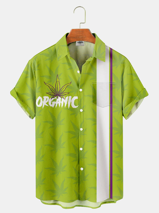 Fydude Men'S Plant Leaves Printed Shirt