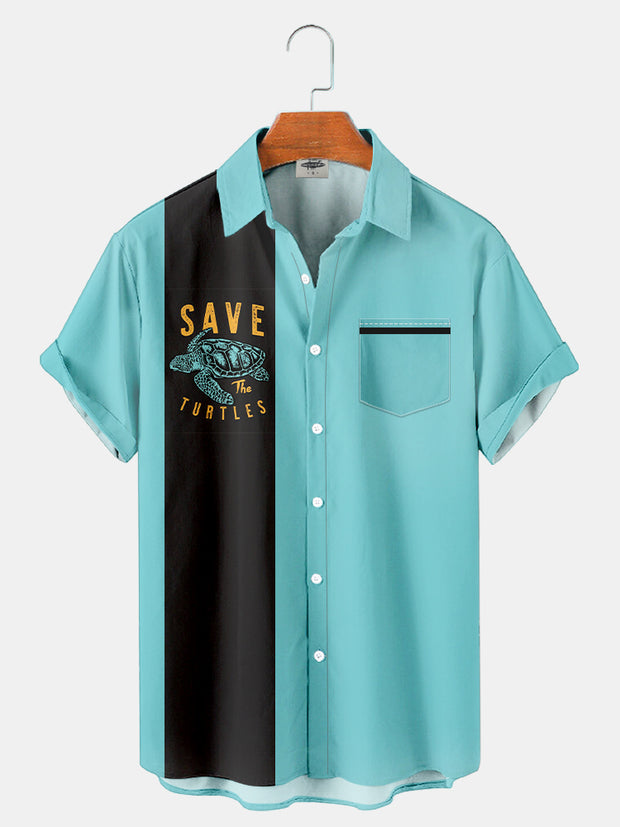 Fydude Men'S SAVE THE Sea Turtle Protection Ocean Printed Shirt