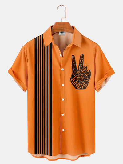 Fydude Men'S Unity Day Orange Printed Shirt