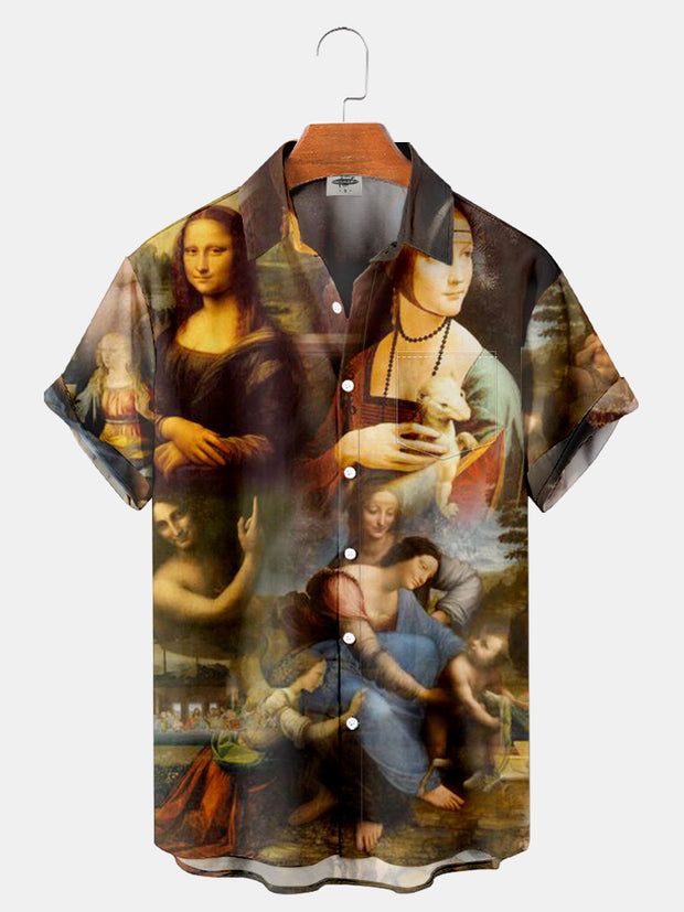 Fydude Men'S Renaissance Da Vinci Art Printed Shirt