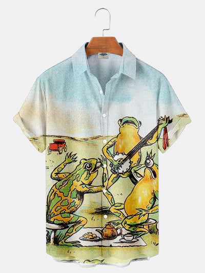 Men'S Musical Frog Printed Shirt