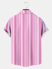 Fydude Men'S Movie Same Style Pink Stripe Printed Shirt