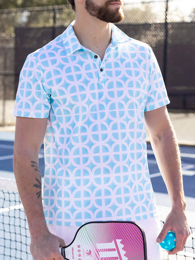 Men'S Geometric Shapes Print Sports Polo Shirt