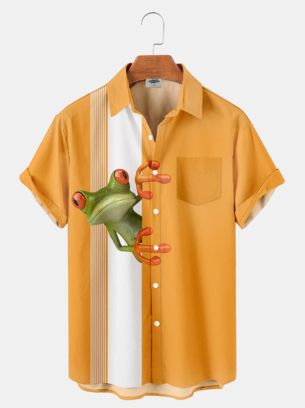 Fydude Men'S Tree Frog Printed Shirt