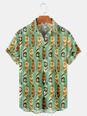 Fydude Men'S  Surfboard Atomic Geometry In The 1950s Printed Shirt
