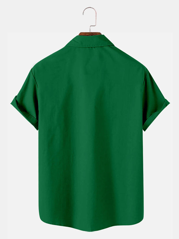 Fydude Men'S St. Patrick'S Day Beer Print Short Sleeve Shirt