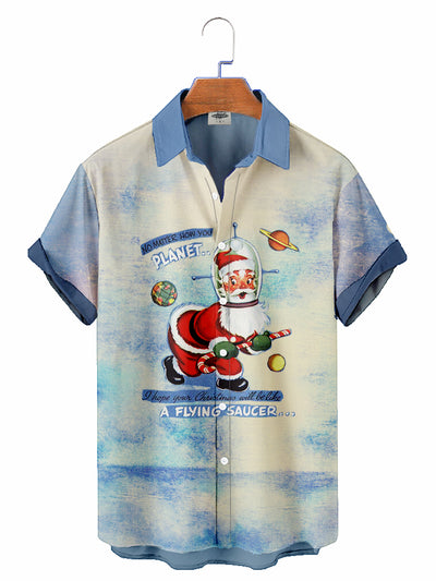 Men's Christmas Astronaut Printed Shirt