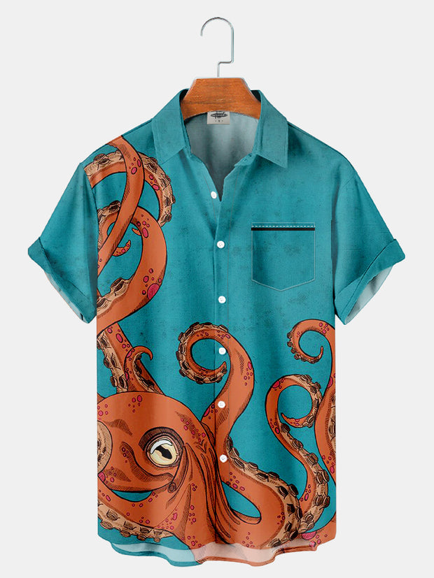 Fydude Men'S Octopus Printed Shirt