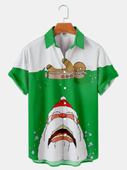 Fydude Men'S Christmas Santa Shark Printed Shirt