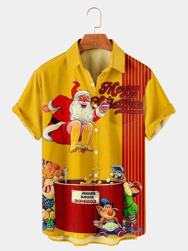 Fydude Men'S Christmas Santa Printed Shirt