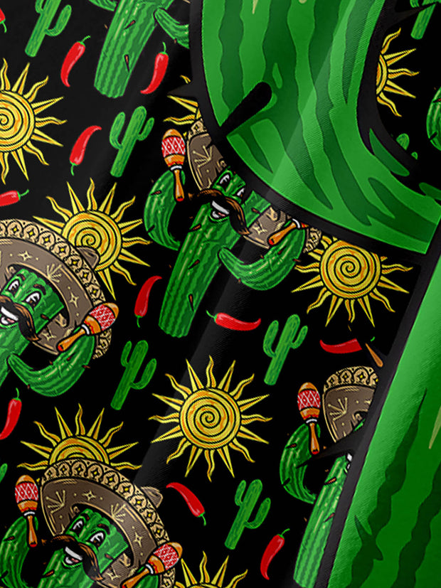 Fydude Men'S Cinco De Mayo Cactus Printed Shirt