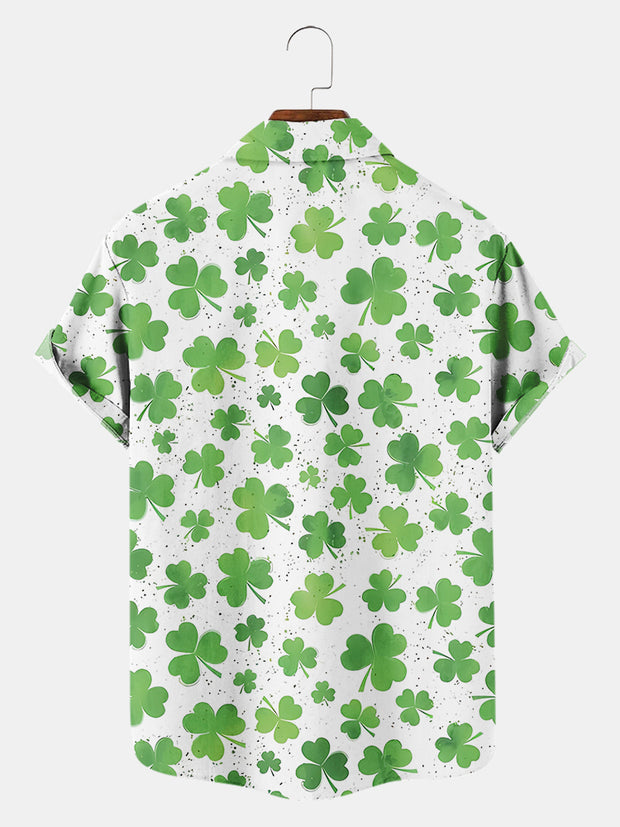 Fydude Men'S St. Patrick's Day Beach Print Short Sleeve Shirt