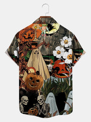 Fydude Men'S Vintage Halloween Printed Shirt