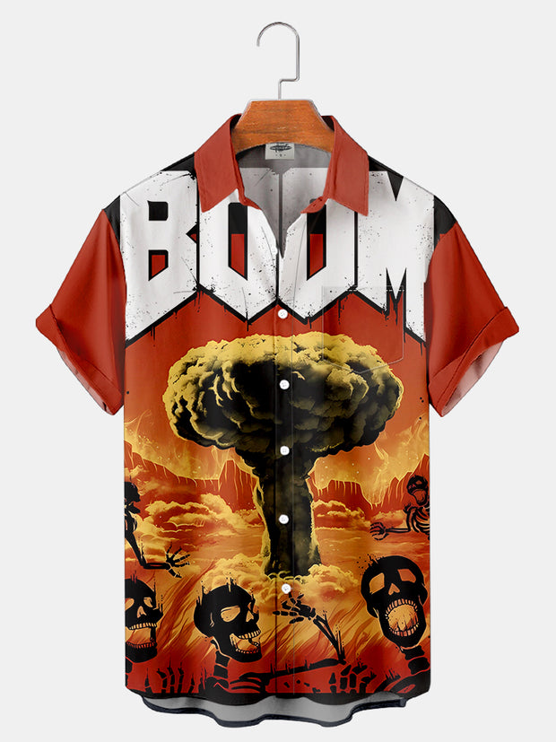 Fydude Men'S Atomic Bomb Nuclear Mushroom Cloud Printed Shirt