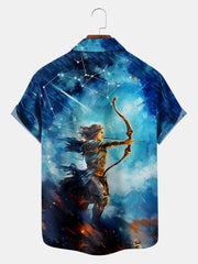 Fydude Men'S Sagittarius Print Short Sleeve Shirt