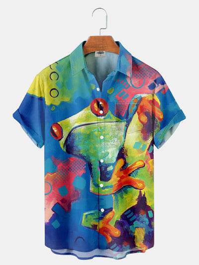 Fydude Men'S Art Frog Printed Shirt