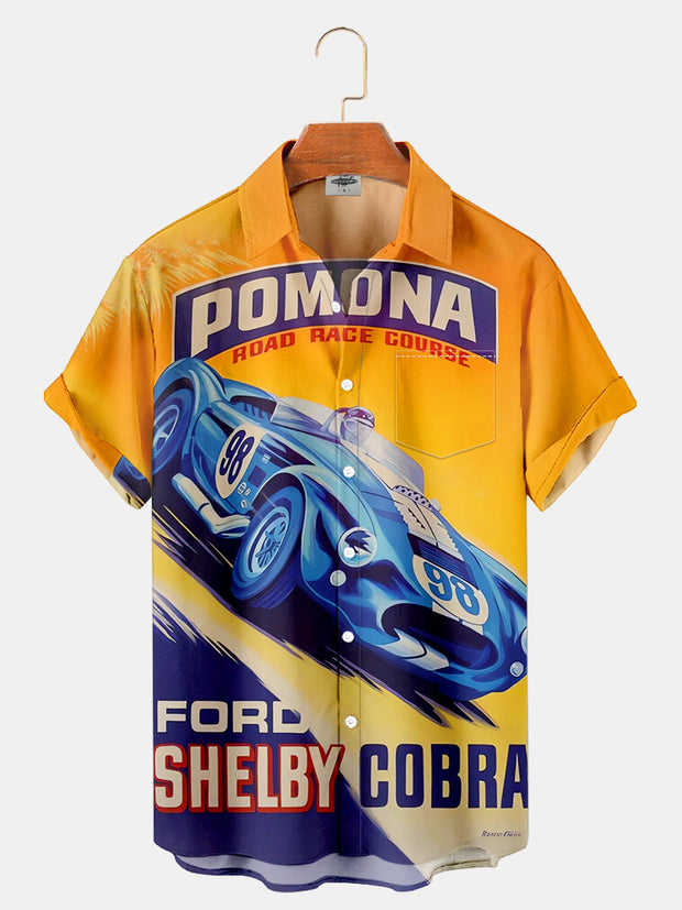Fydude Men'S Vintage Car Cobra Poster Printed Shirt