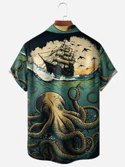 Fydude Men's Octopus Print Shirt
