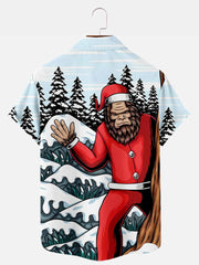 Fydude Men'S Christmas Bigfoot In The Snowy Forest Printed Shirt