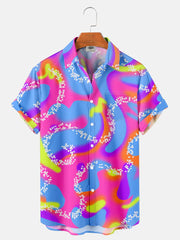 Men'S Pink KEN Same Style Beach Print Hawaiian Shirt Set