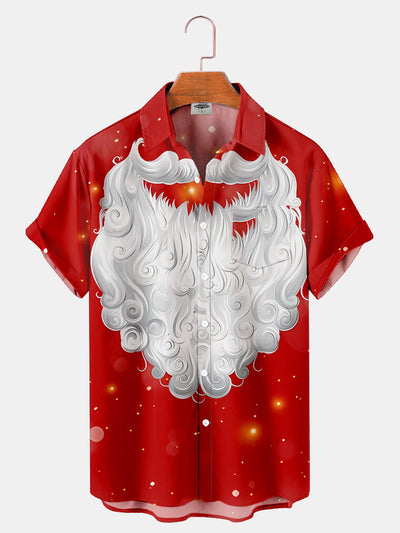Fydude Men'S Christmas Santa Beard Printed Shirt