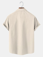 Fydude Men's Vintage Mushroom Frog Print Casual Short Sleeve Shirt