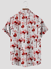 Men's Blood Splatter Halloween Short Sleeve Shirt