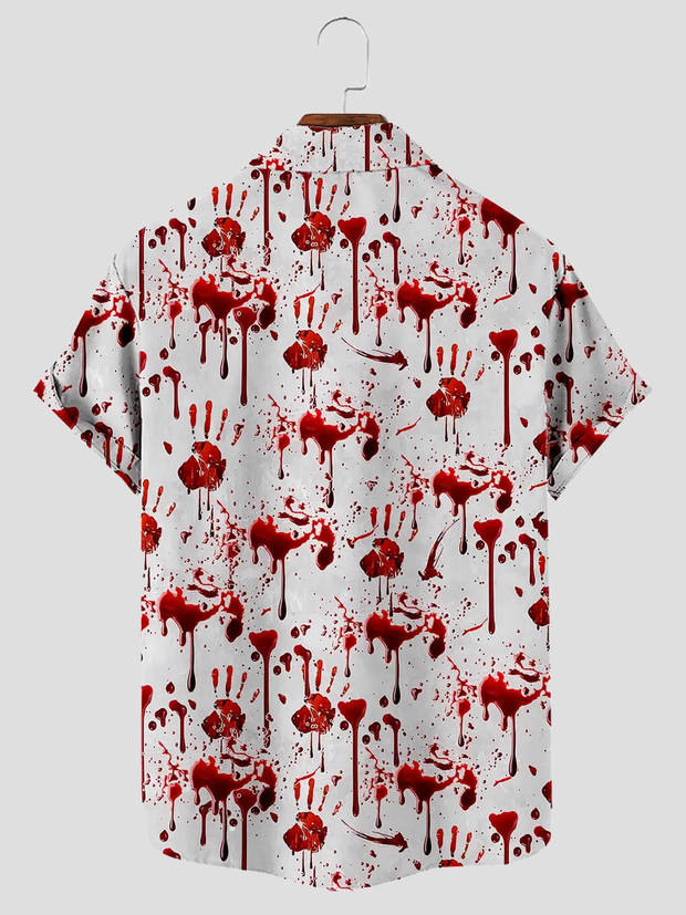 Men's Blood Splatter Halloween Short Sleeve Shirt