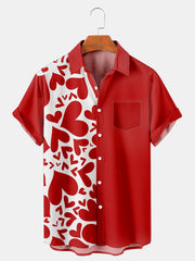 Fydude Men'S Valentine's Day Love Print Short Sleeve Shirt