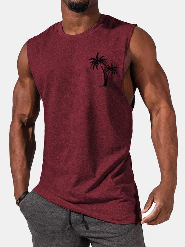 Men's Hawaiian Coco Casual Comfort Print Sleeveless T-Shirt