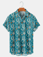 Fydude Men'S Atomic Rocket Space Exploration Printed Shirt