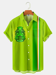 Fydude Men'S St. Patrick'S Day Clover Print Short Sleeve Shirt