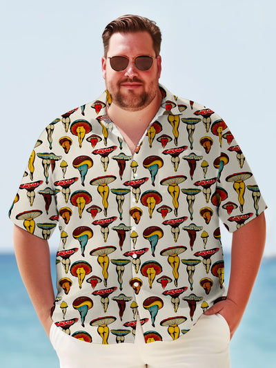Fydude King Size Men'S Mushroom Printed Shirt