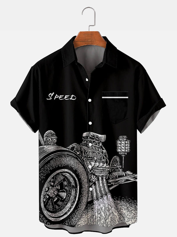 Fydude Men'S Sketch Car Illustration Printed Shirt