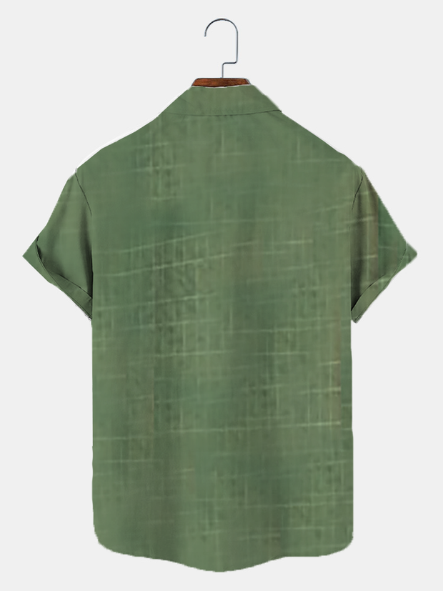 Fydude Men's Frog Smoking Print Casual Short Sleeve Shirt