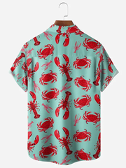 Fydude Men's Lobster Print Shirt