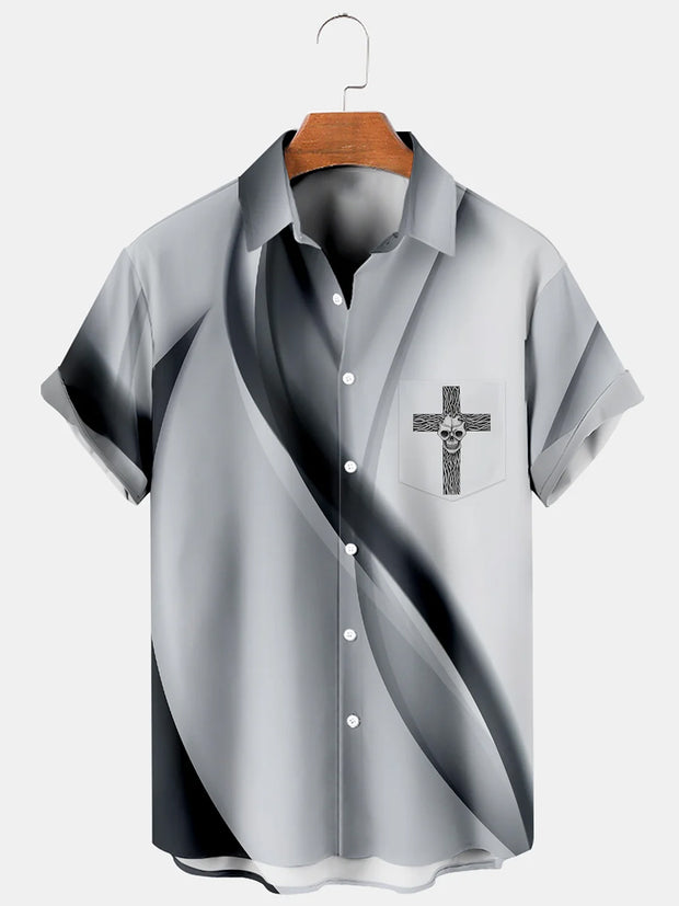 Fydude Men's Easter The Cross printed shirt